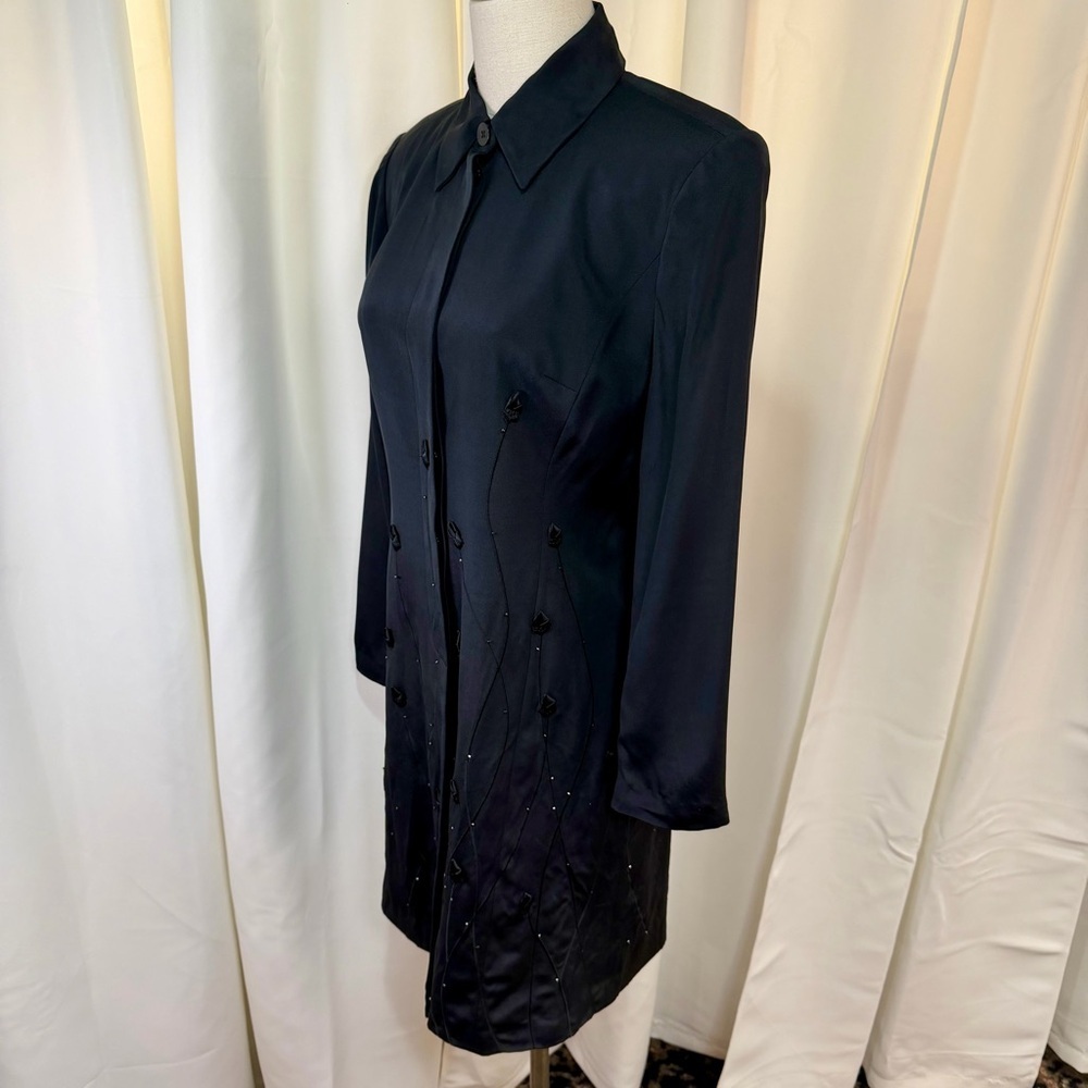 Cache Gold Label Vintage Y2K Floral Bud & Crystal Embroidered Coat & Skirt Set M - Picture 8 of 16